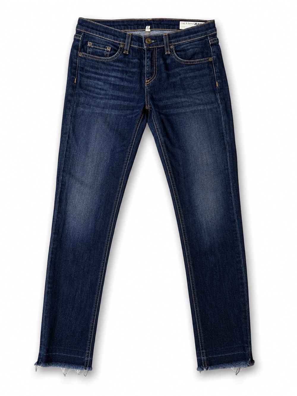 Rag & Bone Dre Slim Boyfriend Jeans Raw Hem Dark Wash Size 26